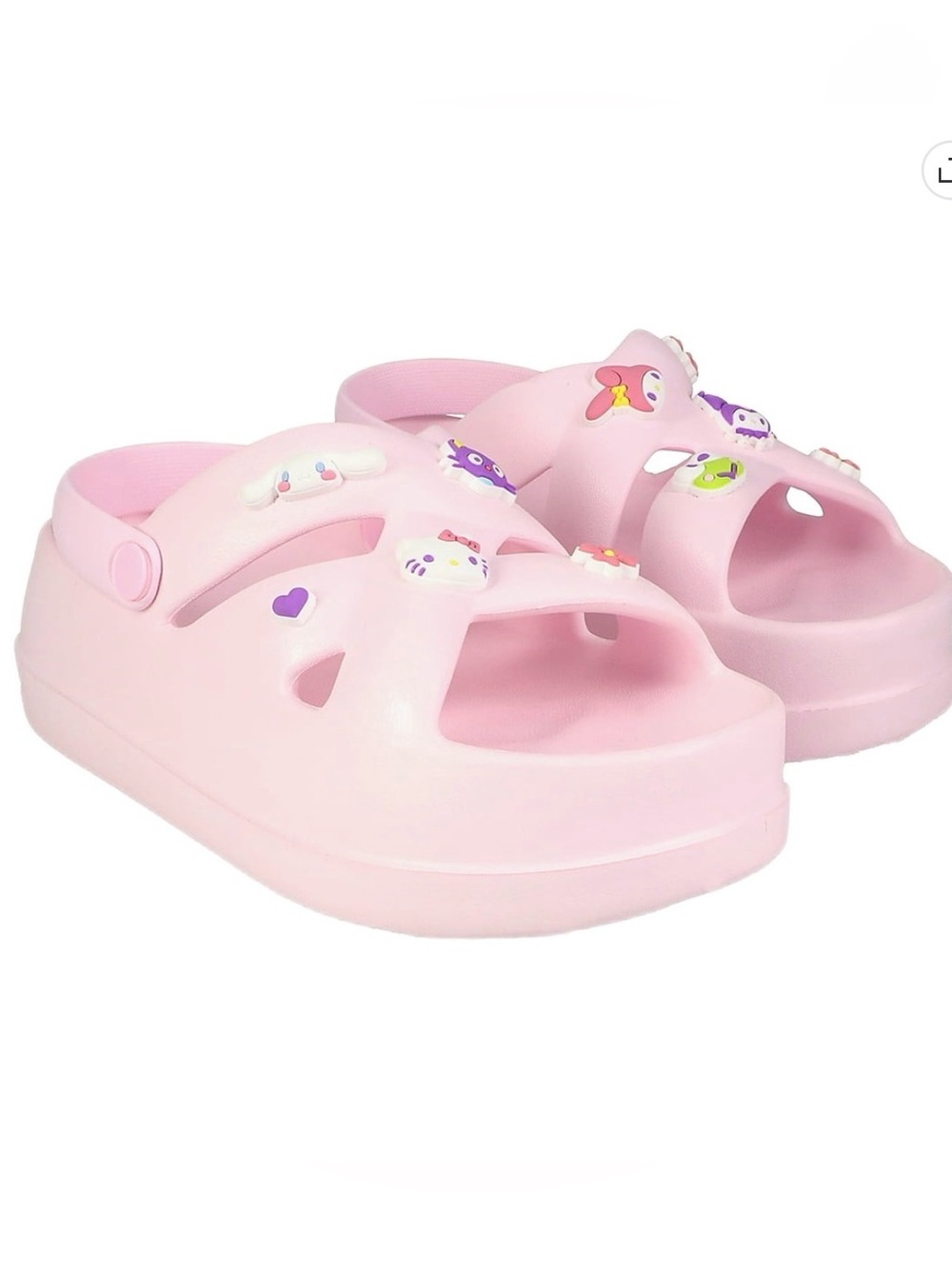 Sanrio Light Pink Platform Slide Sandals with Character Charms